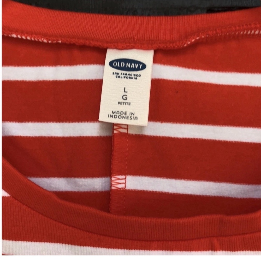 Old Navy Women’s Size LP Orange and White Striped Short Sleeve Shift Dress - Picture 3 of 8
